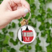 Monogram retro rode ski gondel lift gepersonalisee sleutelhanger (Hand)