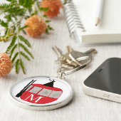 Monogram retro rode ski gondel lift gepersonalisee sleutelhanger (Zijkant)