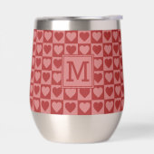 Monogram Retro Rood en Roze Hart Patroon (Links)