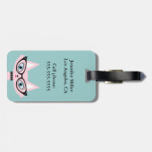 Monogram Retro Roze Kat Bagagelabel (Achterkant horizontaal)