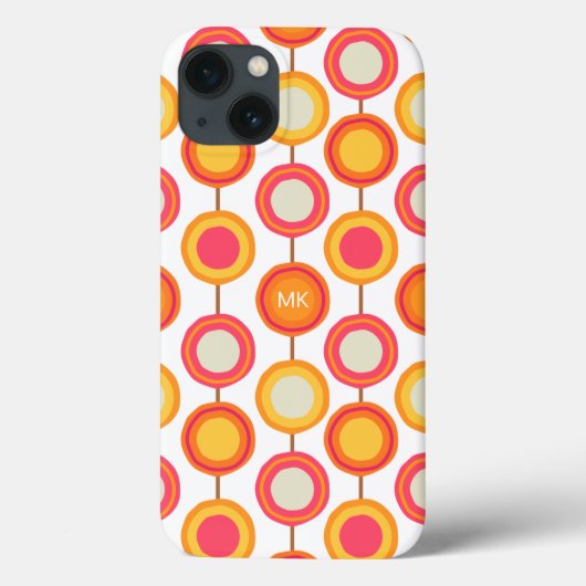 Monogram Retro Roze Oranje Chic Meisjesachtig Patr Case-Mate iPhone Case (Achterkant)