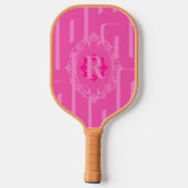 Monogram Retro Roze Patroon Pickleball Paddle (Achterkant)