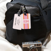 Monogram Retro Roze Sinaasappel Bagagelabel