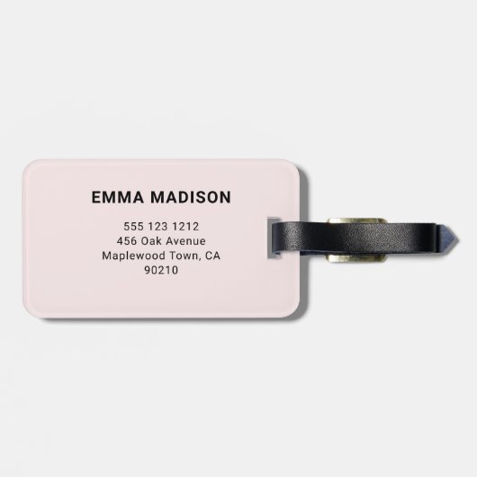 Monogram Retro Roze Sinaasappel Bagagelabel (Achterkant horizontaal)