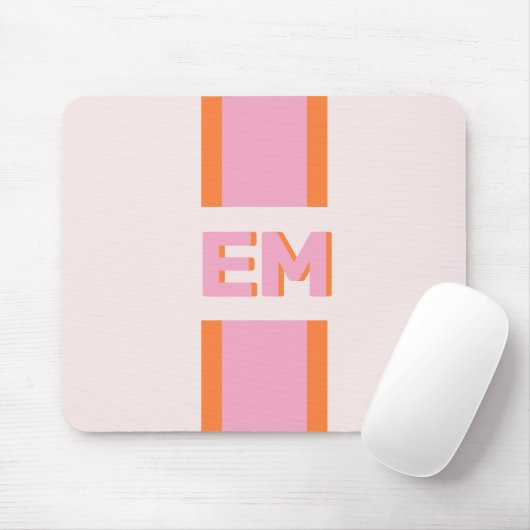 Monogram Retro Roze Sinaasappel Muismat (Met muis)