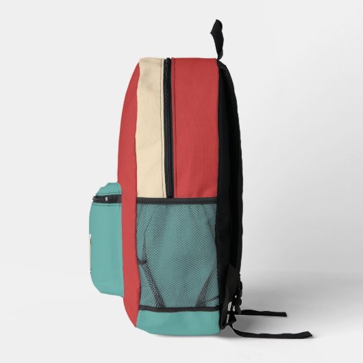 Monogram retro sinaasappel en blauw bedrukte rugzak (Rechts)