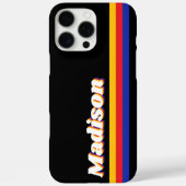 Monogram retro strepen Case-Mate iPhone case (Achterkant)