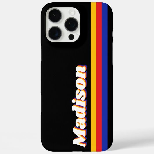 Monogram retro strepen Case-Mate iPhone case (Achterkant)