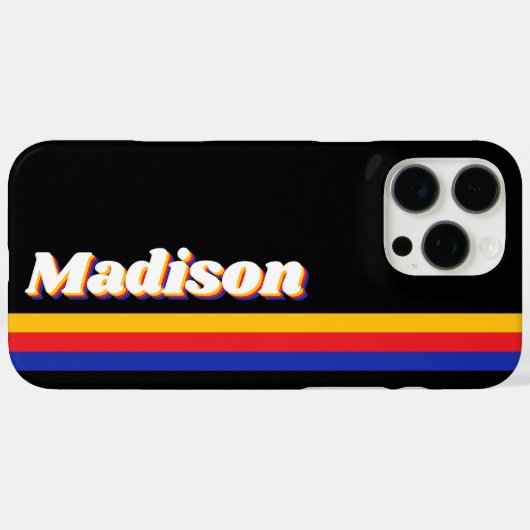 Monogram retro strepen Case-Mate iPhone case (Achterkant (horizontaal))