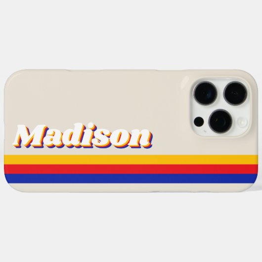 Monogram retro strepen Case-Mate iPhone case (Achterkant (horizontaal))