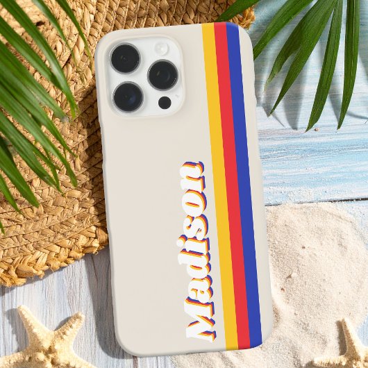 Monogram retro strepen Case-Mate iPhone case