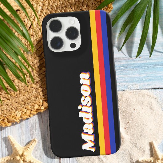 Monogram retro strepen Case-Mate iPhone case