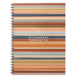 Monogram retro strepen  kleurrijk abstract notitieboek