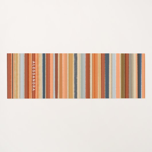 Monogram retro strepen  zonsondergang yogamat (Achterkant (horizontaal))