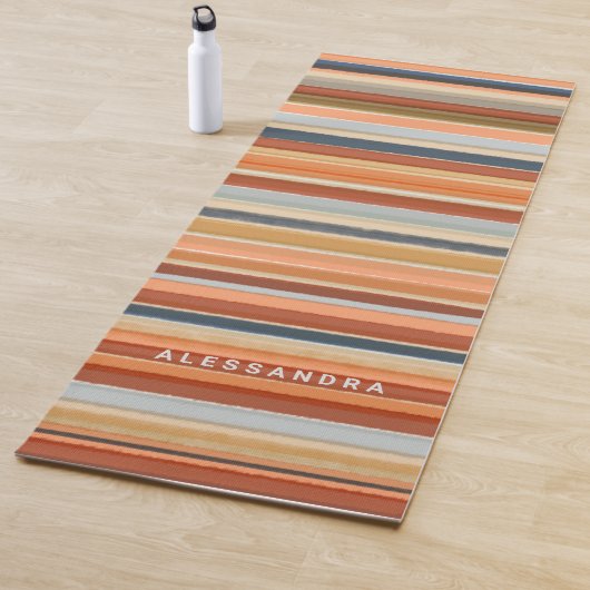 Monogram retro strepen  zonsondergang yogamat (In situ)