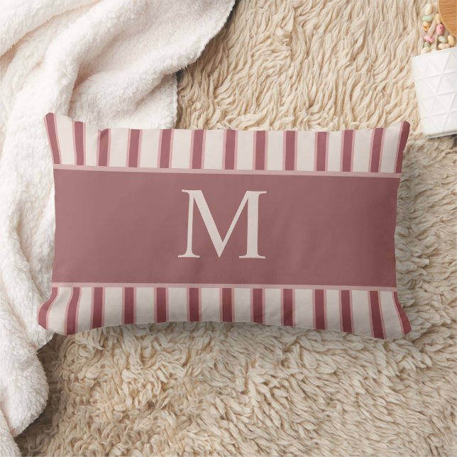 Monogram Retro Stripes Pink Burgundy Kussen (Deken)