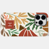 Monogram Retro Terracotta Floral Boho Case-Mate iPhone Case (Achterkant (horizontaal))