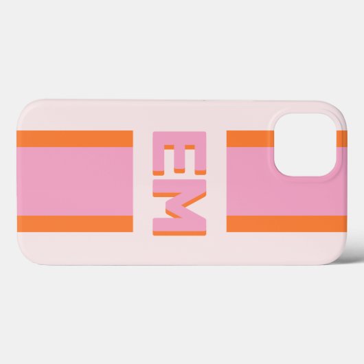 Monogram Retro Vet Roze Oran Case-Mate iPhone Case (Achterkant (horizontaal))
