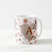 Monogram retro Waterverf floraal Koffiemok (Voorkant rechts)