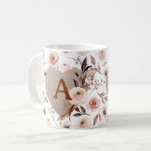 Monogram retro Waterverf floraal Koffiemok (Voorkant links)