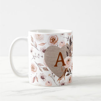 Monogram retro Waterverf floraal Koffiemok