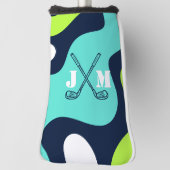 Monogram Retro Wave Blue Green Golf Clubs Golfheadcover (Draai 90)