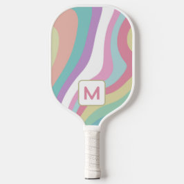 Monogram Retro Waves Kleurrijk Pickleball Paddle
