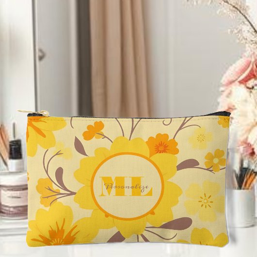 Monogram Retro Zonneschijn Bloemgele Bloemen Etui