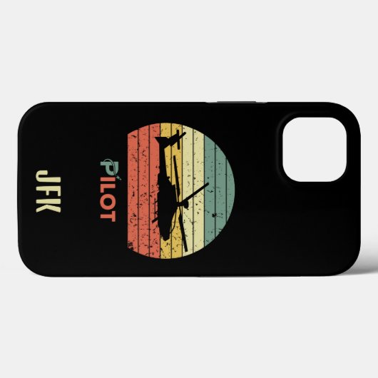 Monogram, Retro Zonsondergang, Helikoptervliegtuig Case-Mate iPhone Case (Achterkant (horizontaal))