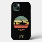 Monogram, Retro Zonsondergang, Helikoptervliegtuig Case-Mate iPhone Case (Achterkant)