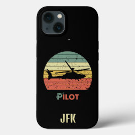 Monogram, Retro Zonsondergang, Helikoptervliegtuig Case-Mate iPhone Case