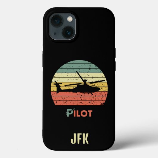 Monogram, Retro Zonsondergang, Helikoptervliegtuig Case-Mate iPhone Case (Achterkant)