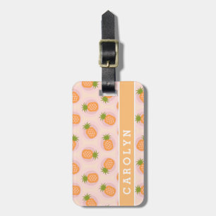 Monogram Retroze oranje anananassepatronen Bagagelabel