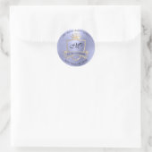 Monogram Return Address Crown Royal Gold Blue Ronde Sticker (Tas)