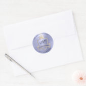 Monogram Return Address Crown Royal Gold Blue Ronde Sticker (Envelop)