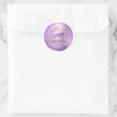 Monogram Return Address Crown Royal Gold Violet Ronde Sticker (Tas)
