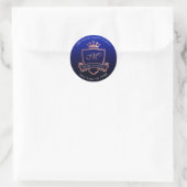 Monogram Return Address Crown Royal Navy Roos Ronde Sticker (Tas)