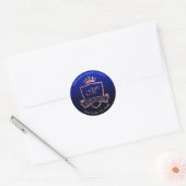 Monogram Return Address Crown Royal Navy Roos Ronde Sticker (Envelop)