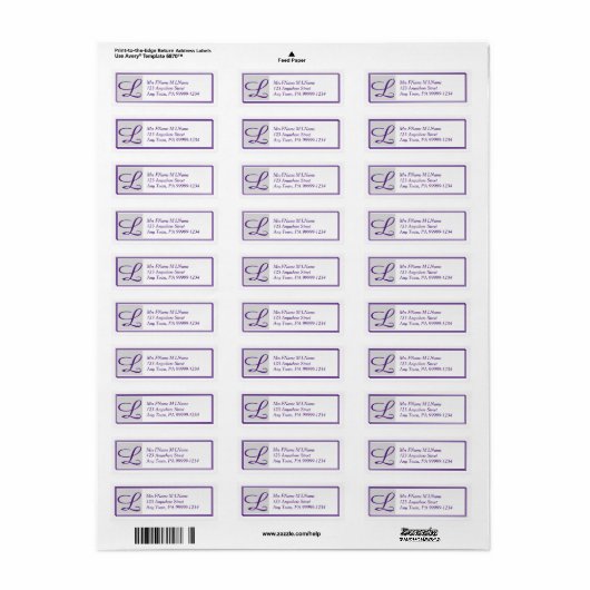 Monogram Return Address Label (Full Sheet)