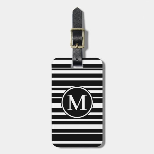 Monogram RF Black Uneven Striped Bagagelabel (Voorkant verticaal)