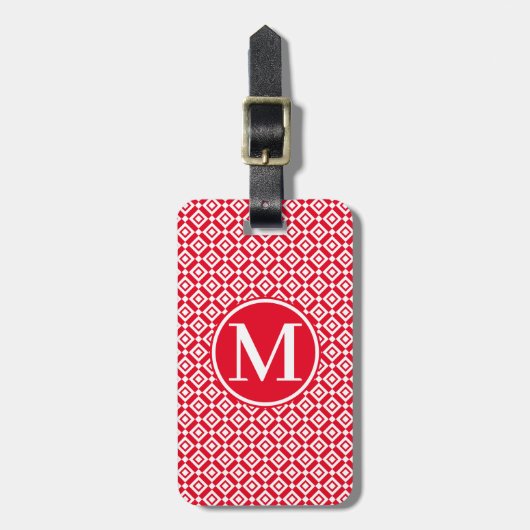 Monogram RF Red Double Diamond Bagagelabel (Voorkant verticaal)