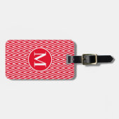 Monogram RF Red Steep Chevron Bagagelabel (Voorkant horizontaal)