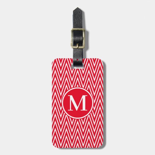 Monogram RF Red Steep Chevron Bagagelabel (Voorkant verticaal)