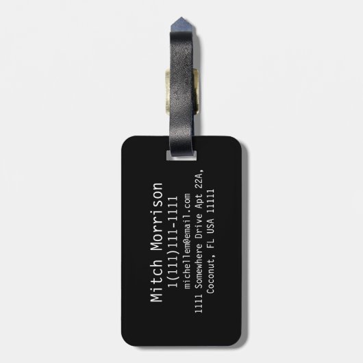 Monogram RF zwarte strippons Bagagelabel (Achterkant verticaal)