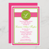 Monogram Ribbon Baby shower Uitnodiging (Voorkant / Achterkant)