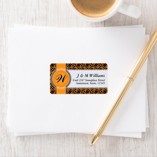 Monogram Ribbon Earthy Tribal Batik Adresetiketten Etiket (Insitu)