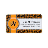 Monogram Ribbon Earthy Tribal Batik Adresetiketten Etiket (Voorkant)