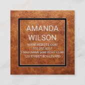 Monogram | Rich Brown Leather Vierkante Visitekaartje (Achterkant)