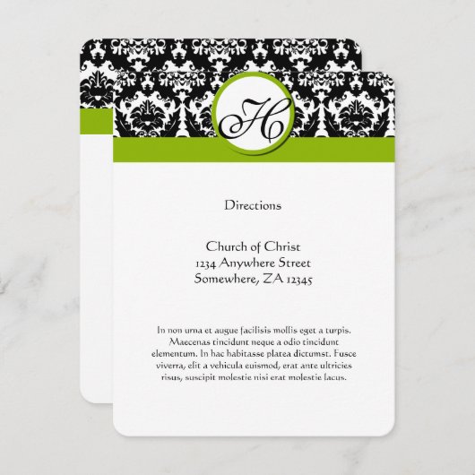 Monogram richting zwart-wit informatiekaartje (Voorkant / Achterkant)