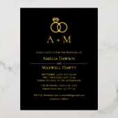 Monogram Ringen Eenvoudige Huwelijksuitnodiging Folie Uitnodiging Briefkaart (Voorkant)